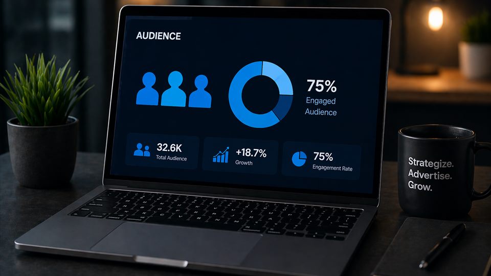 Laptop showing audience engagement dashboard
